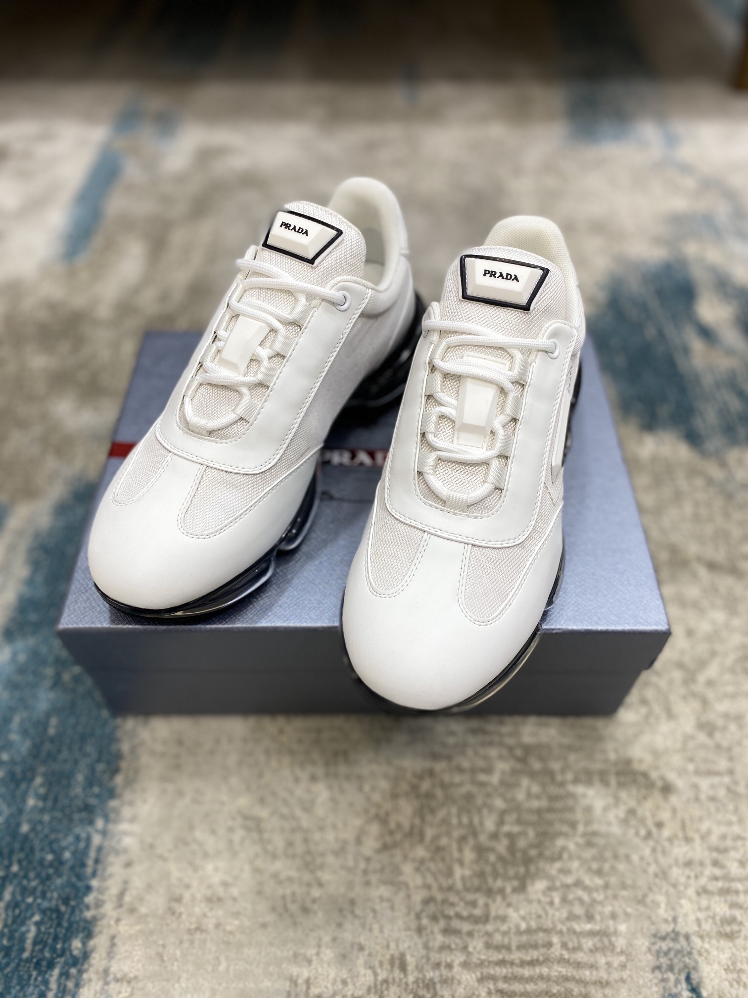 PRADA sneakers with black white grey