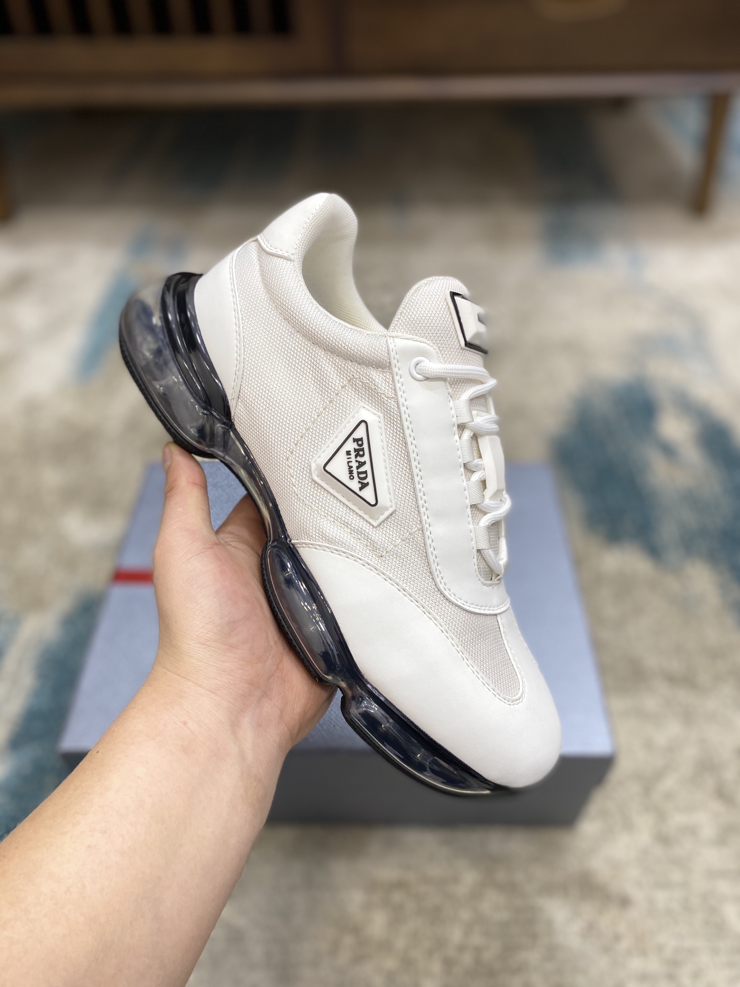 PRADA sneakers with black white grey