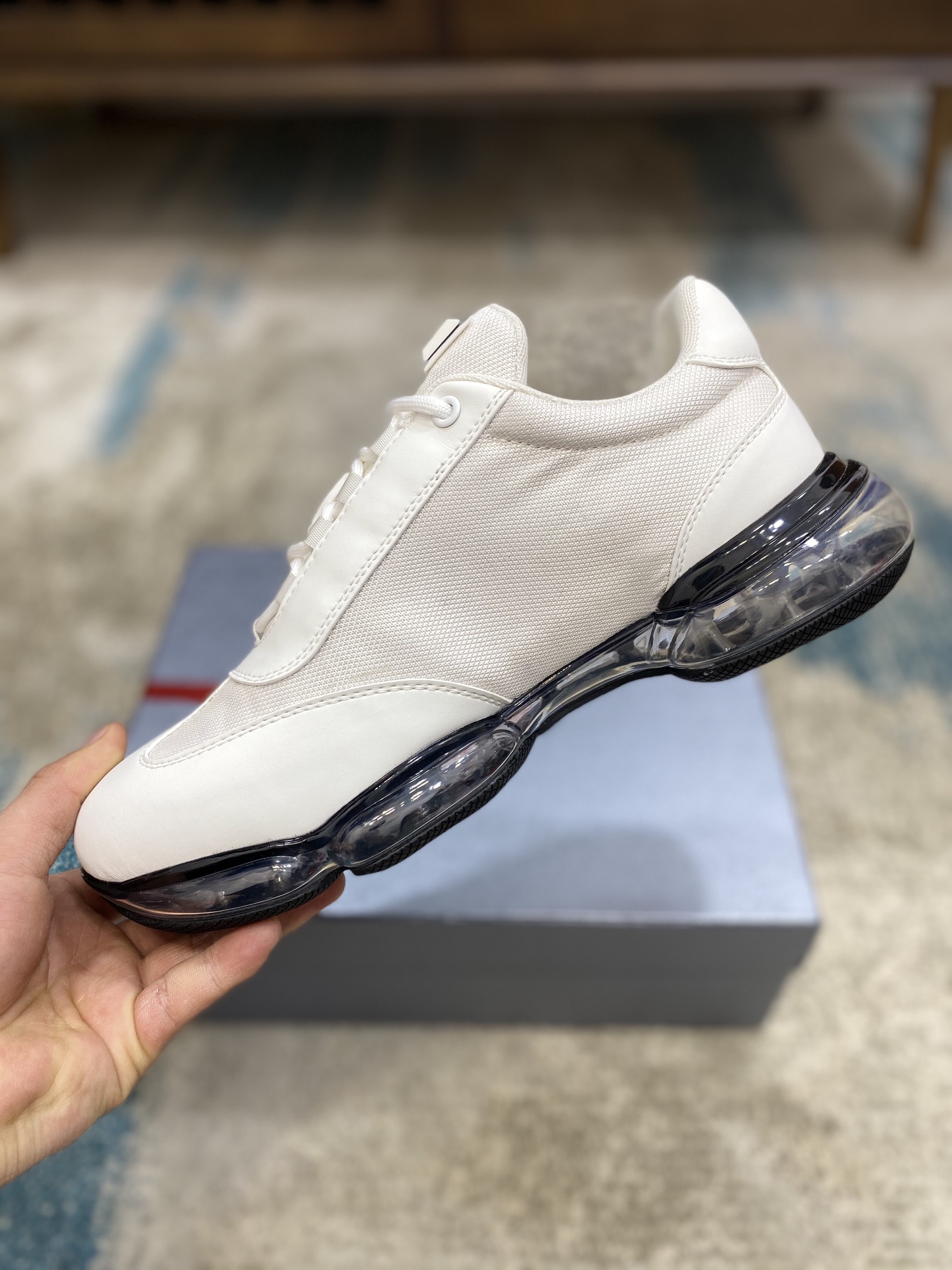 PRADA sneakers with black white grey