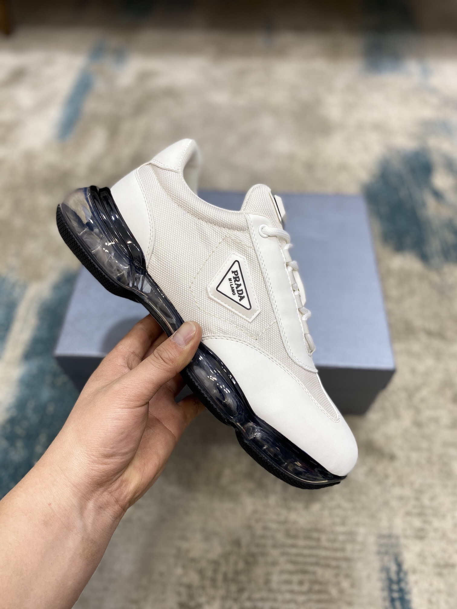 PRADA sneakers with black white grey