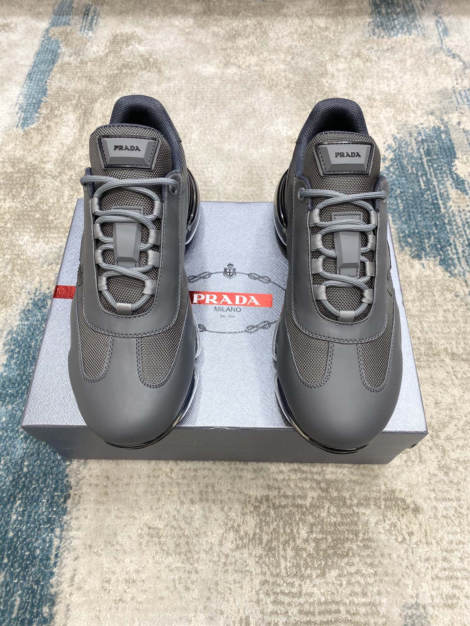 PRADA sneakers with black white grey