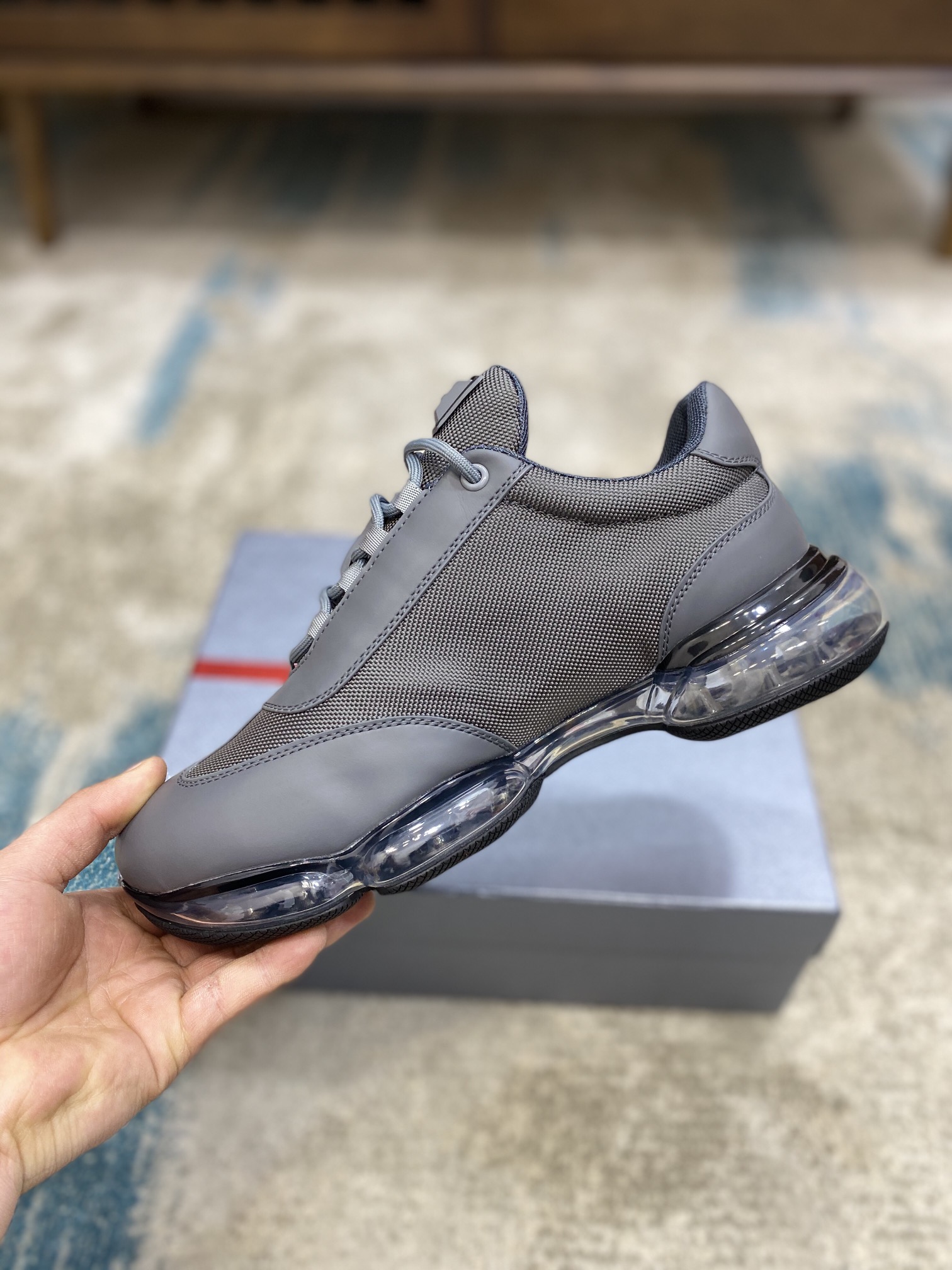 PRADA sneakers with black white grey