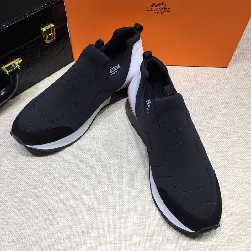 Hermes Fashion Sneakers Dark blue and  White heel MS07813