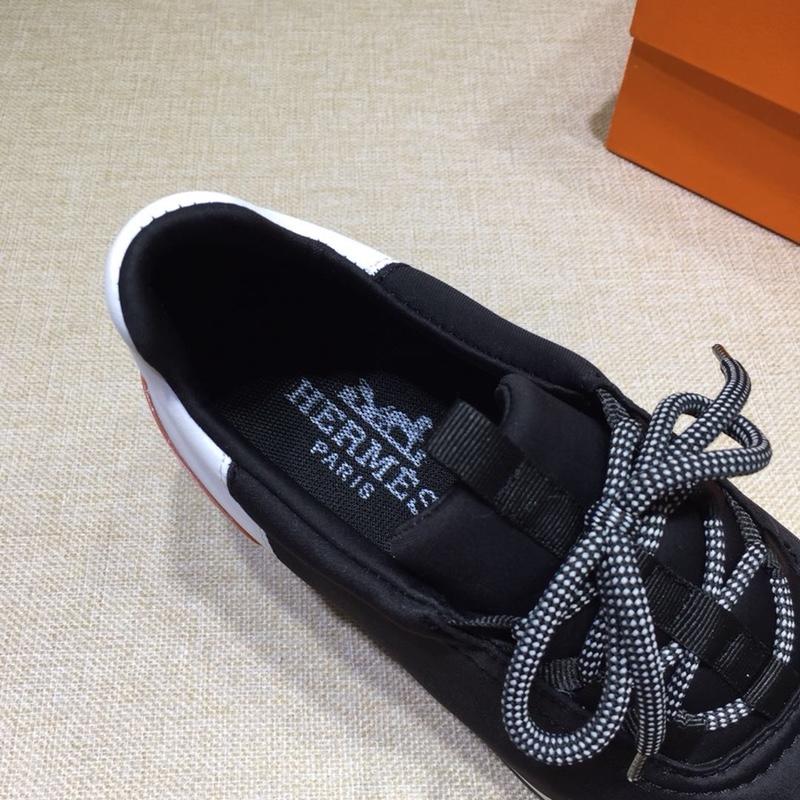 Hermes Fashion Sneakers Black and White heel MS07816