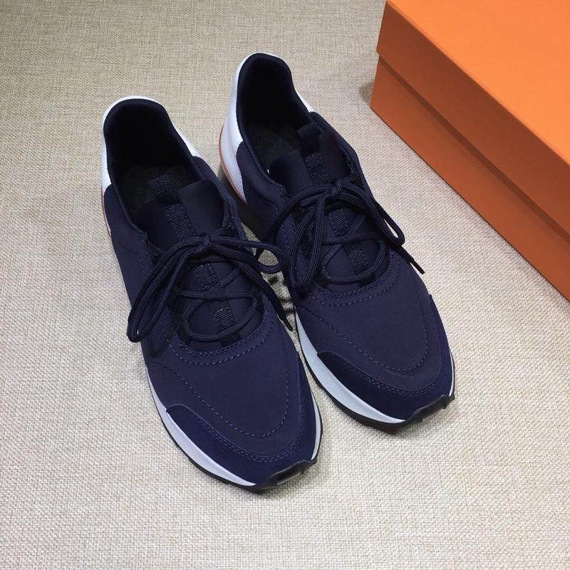 Hermes Fashion Sneakers  Blue and White heel MS07814