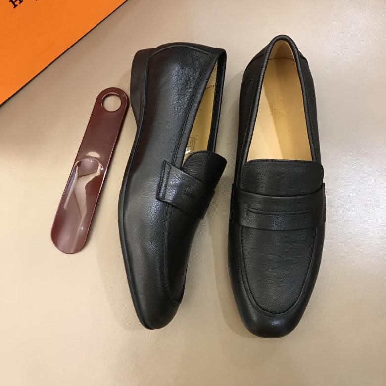Hermes Black Leather Loafers MS02727
