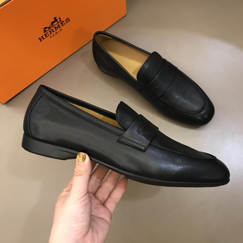 Hermes Black Leather Loafers MS02727