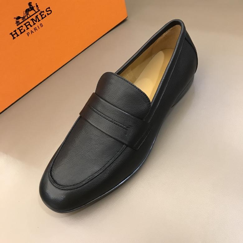 Hermes Black Leather Loafers MS02727