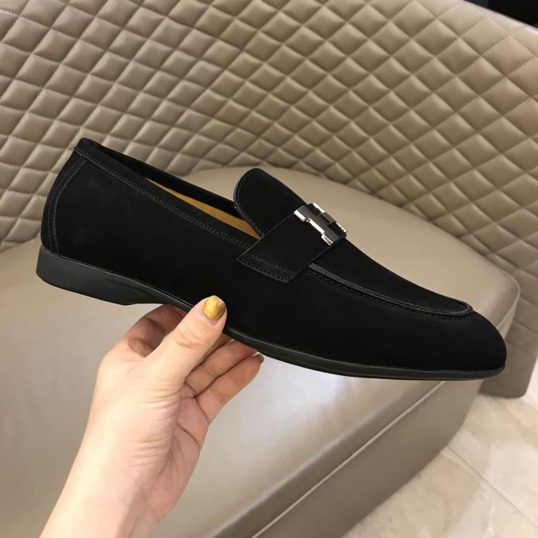 Hermes Black Bright Loafers With Silver Buckle MS02729