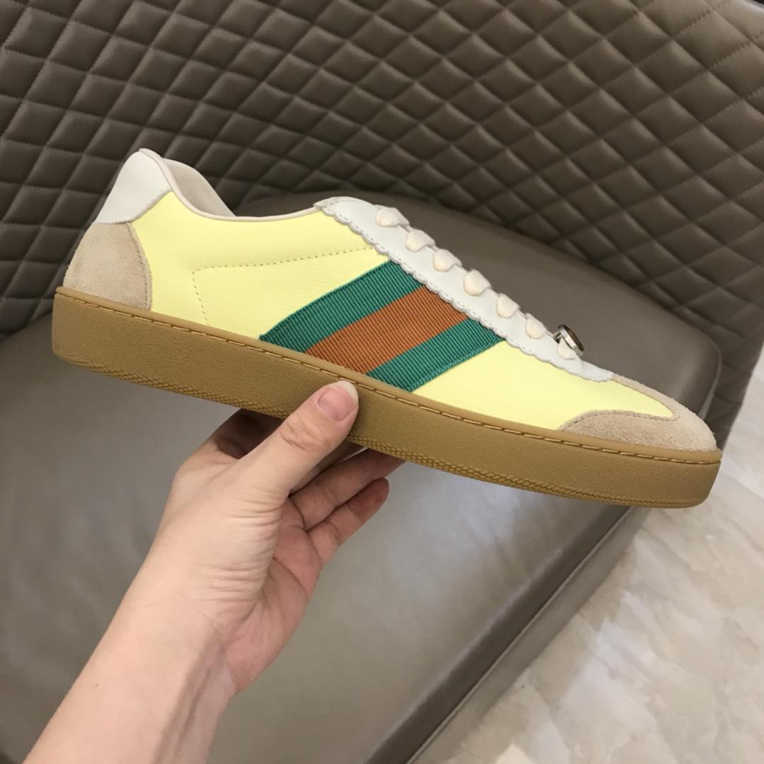 Gucci Perfect Quality Sneakers Yellow and beige suede and brown soles MS02719