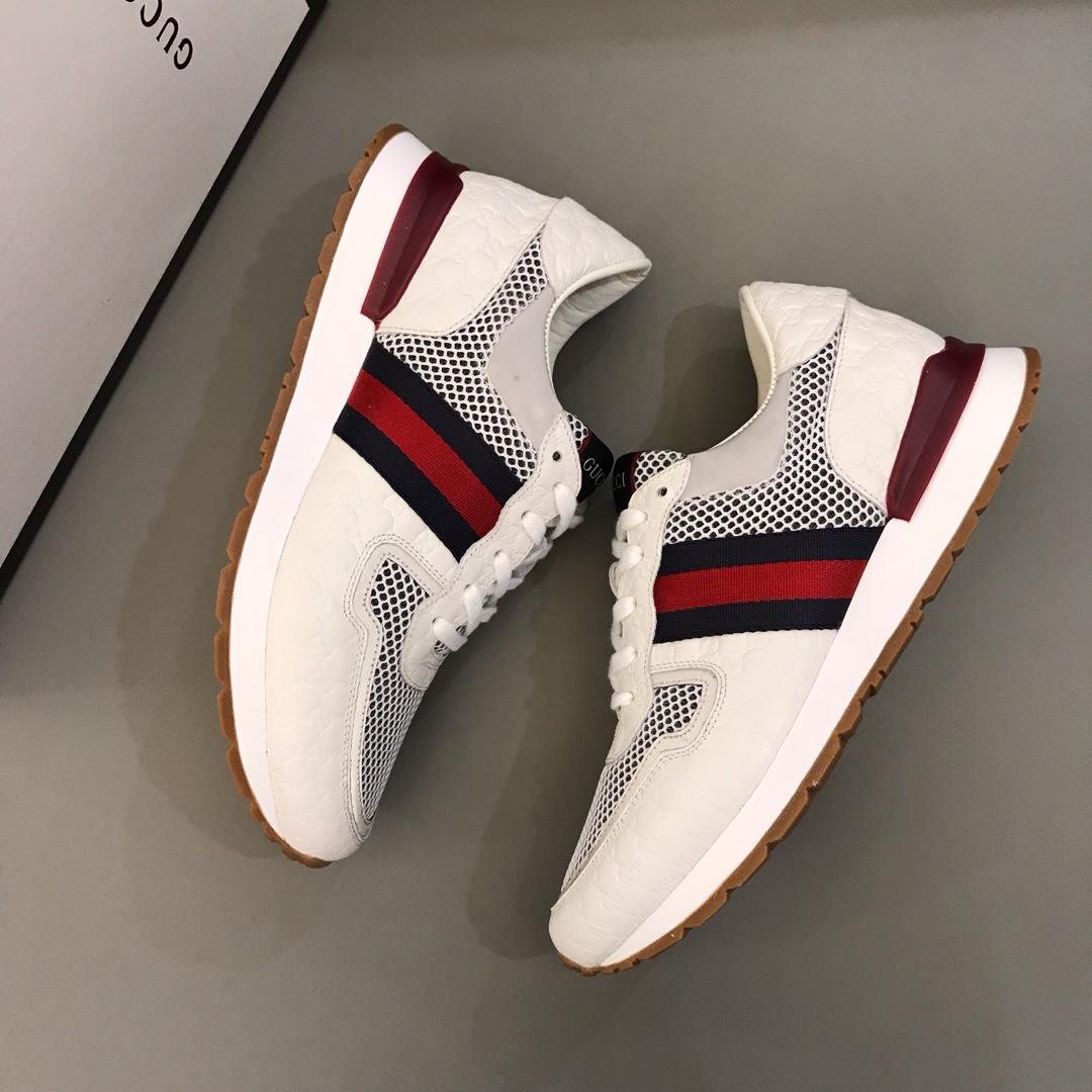 Gucci Perfect Quality Sneakers White and burgundy details with white sole MS02714