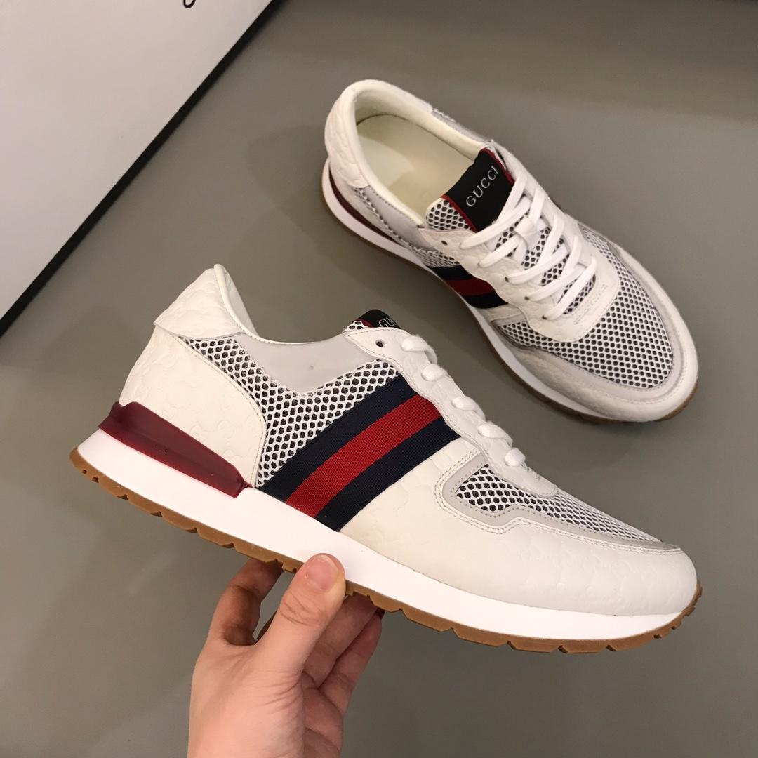 Gucci Perfect Quality Sneakers White and burgundy details with white sole MS02714