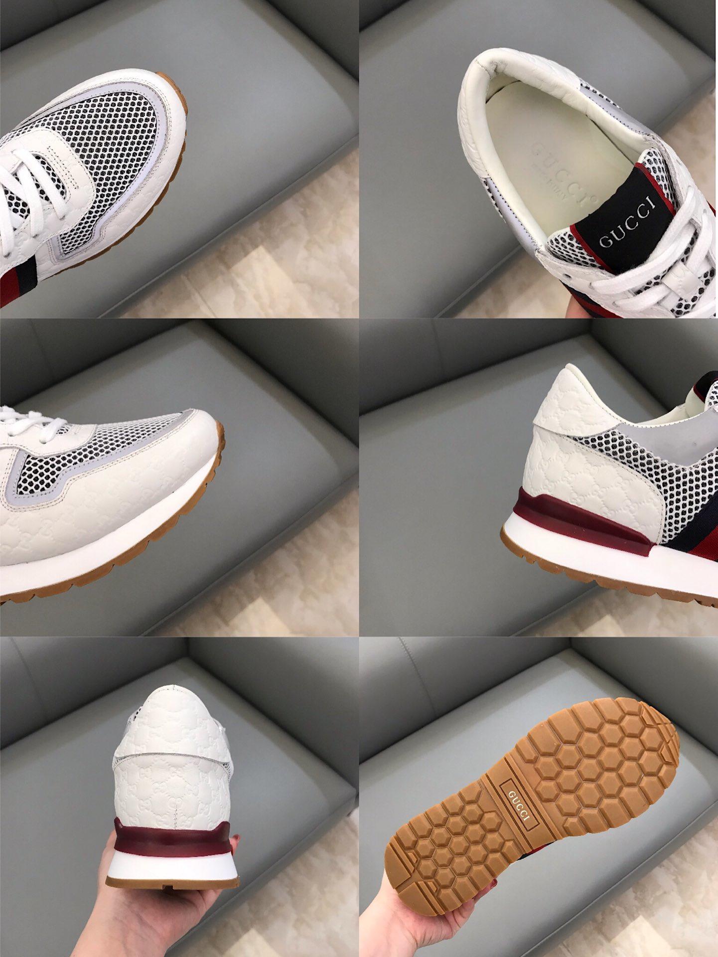 Gucci Perfect Quality Sneakers White and burgundy details with white sole MS02714