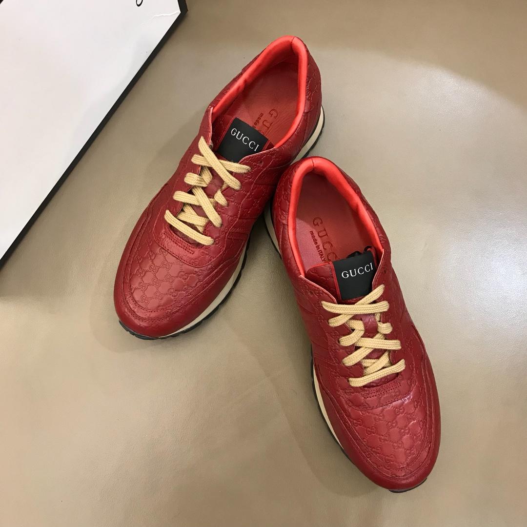 Gucci Perfect Quality Sneakers Red and GG engraving with white sole MS02722