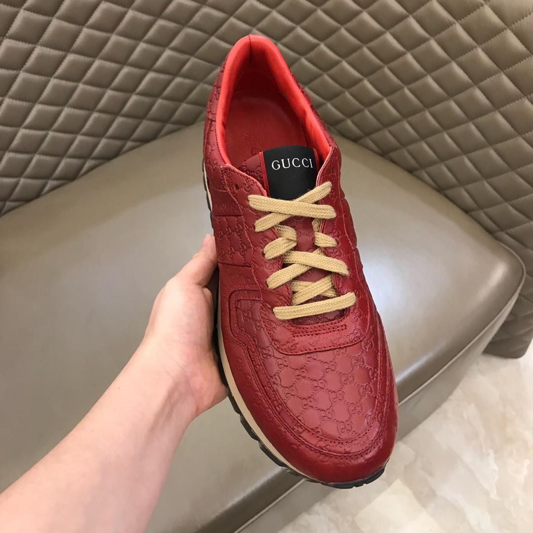 Gucci Perfect Quality Sneakers Red and GG engraving with white sole MS02722