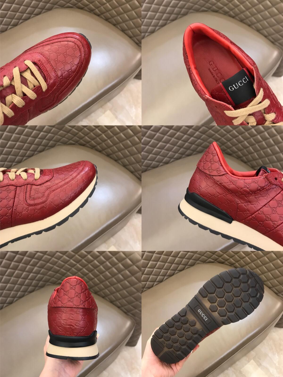 Gucci Perfect Quality Sneakers Red and GG engraving with white sole MS02722