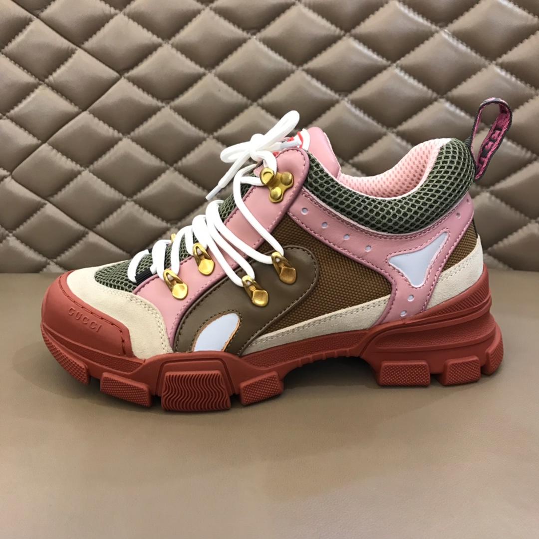 Gucci Perfect Quality Sneakers Pink and white suede with burgundy soles MS02706
