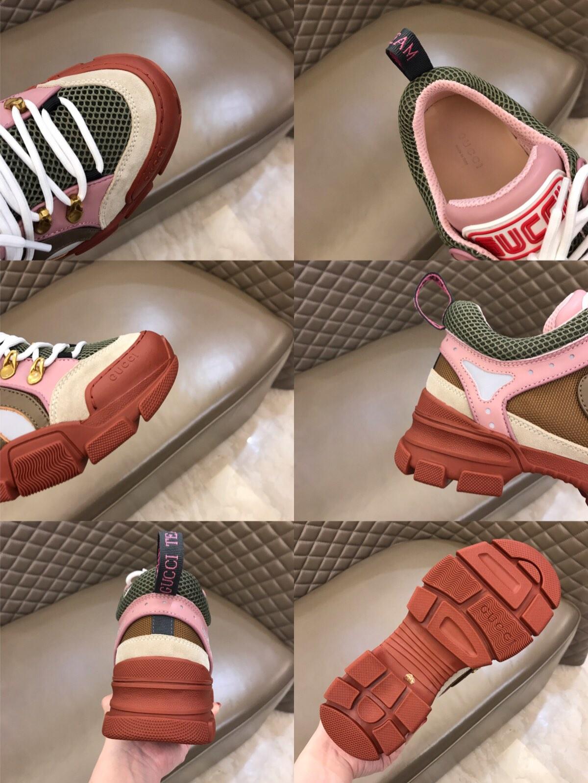 Gucci Perfect Quality Sneakers Pink and white suede with burgundy soles MS02706