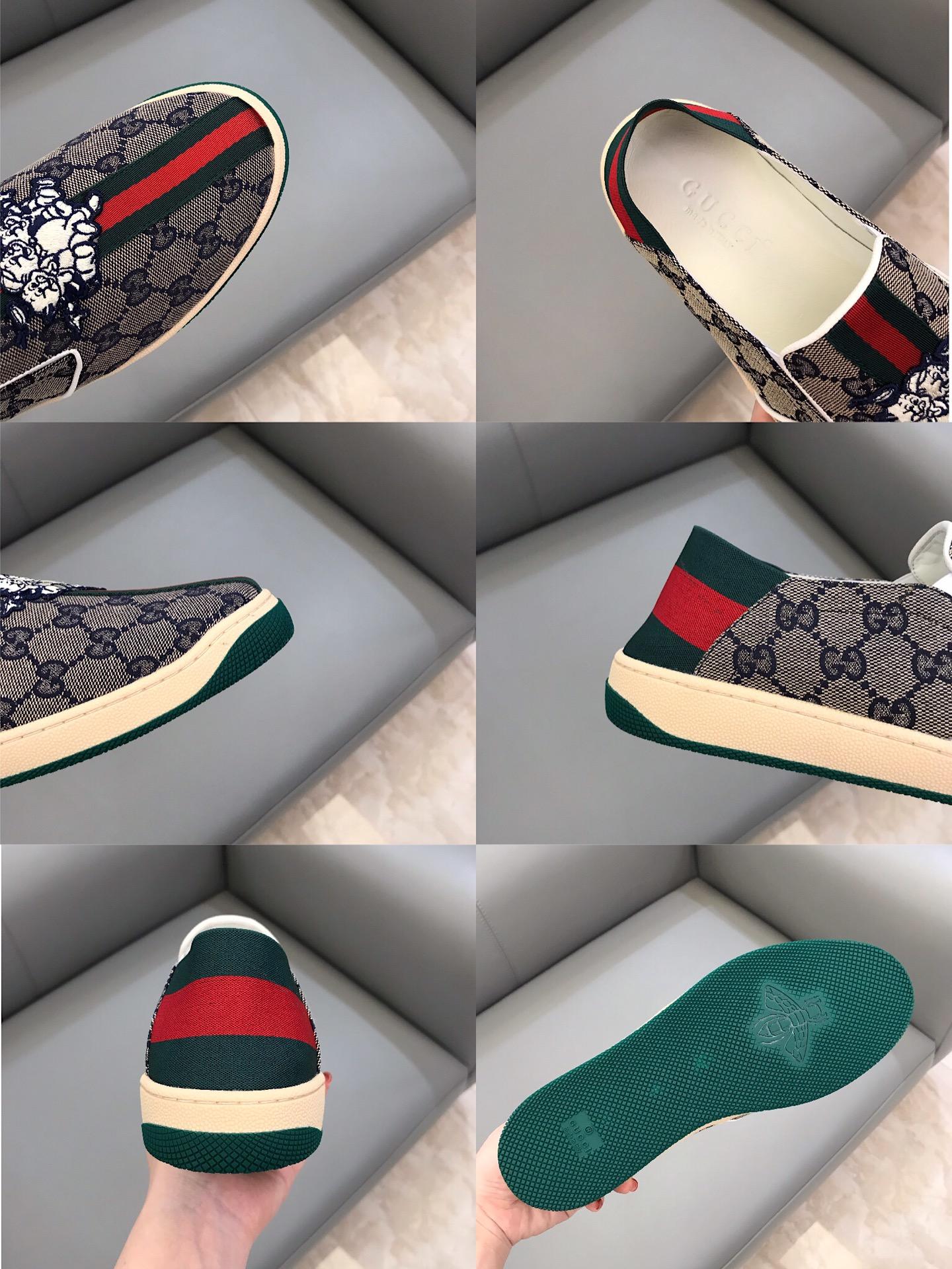 Gucci Perfect Quality Sneakers Grey and Disney piggy embroidery with beige soles MS02712