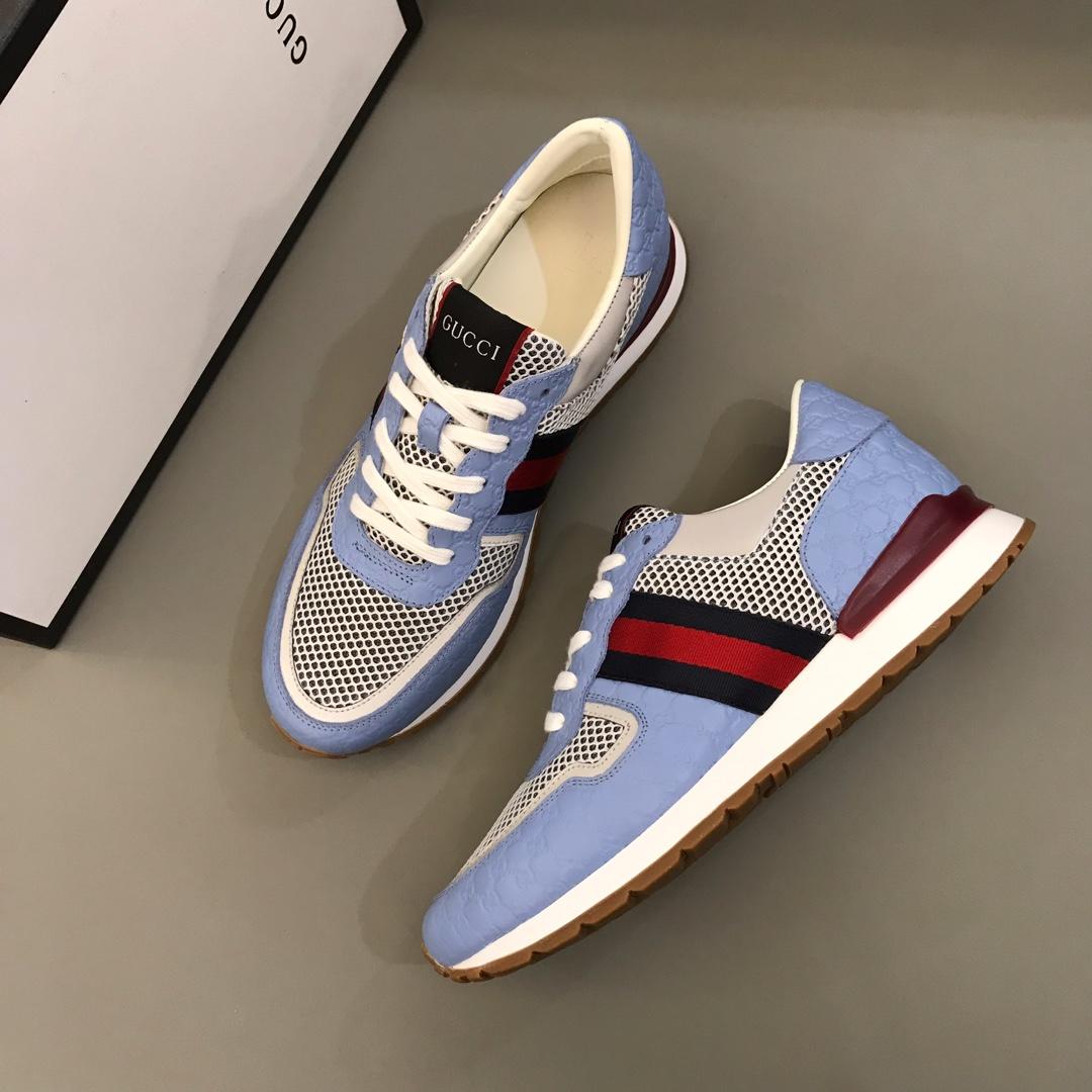 Gucci Perfect Quality Sneakers Blue and burgundy details with white sole MS02715