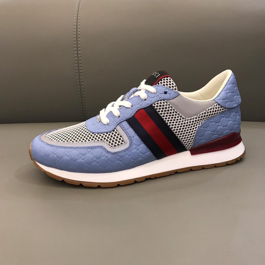 Gucci Perfect Quality Sneakers Blue and burgundy details with white sole MS02715