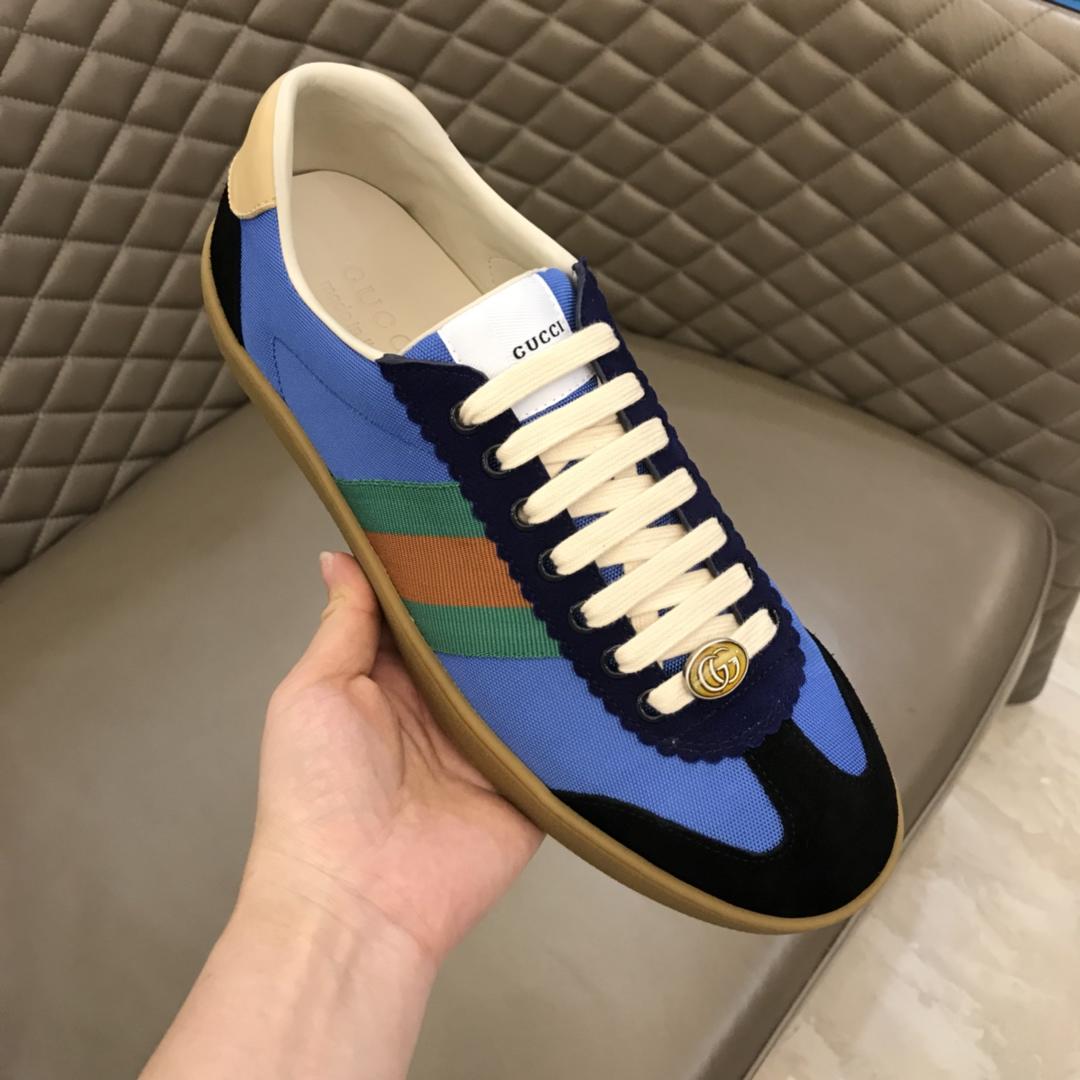 Gucci Perfect Quality Sneakers Blue and black suede with brown soles MS02718