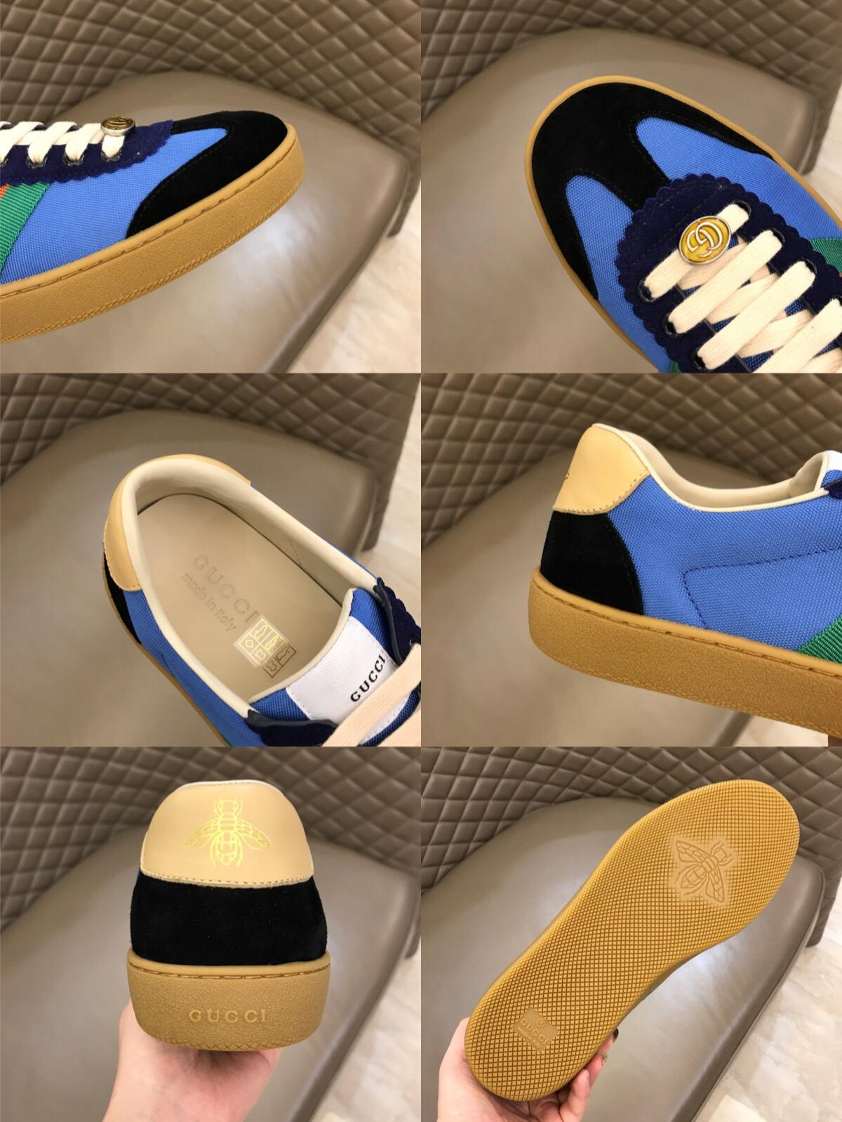 Gucci Perfect Quality Sneakers Blue and black suede with brown soles MS02718