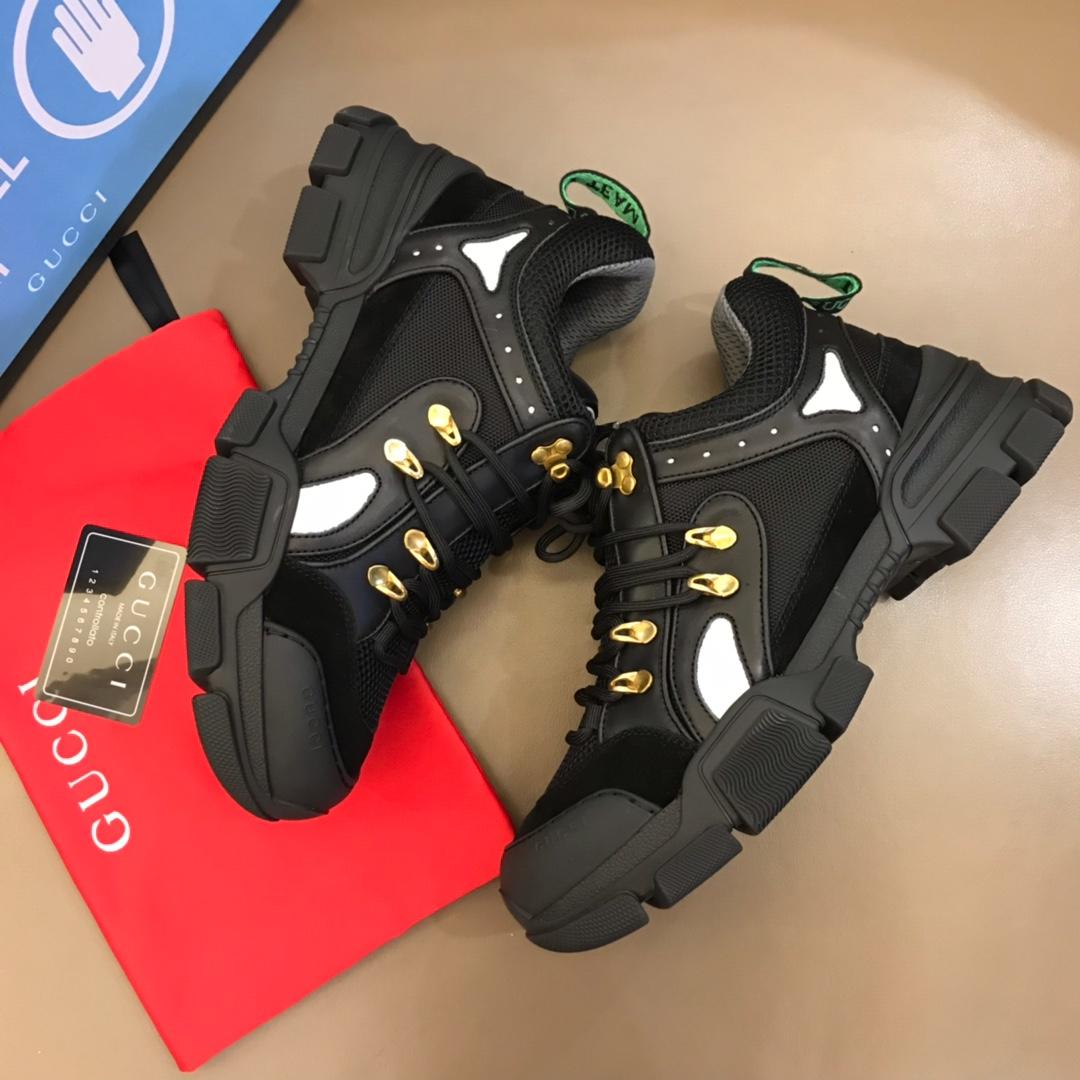 Gucci Perfect Quality Sneakers Black and white details with black sole MS02702