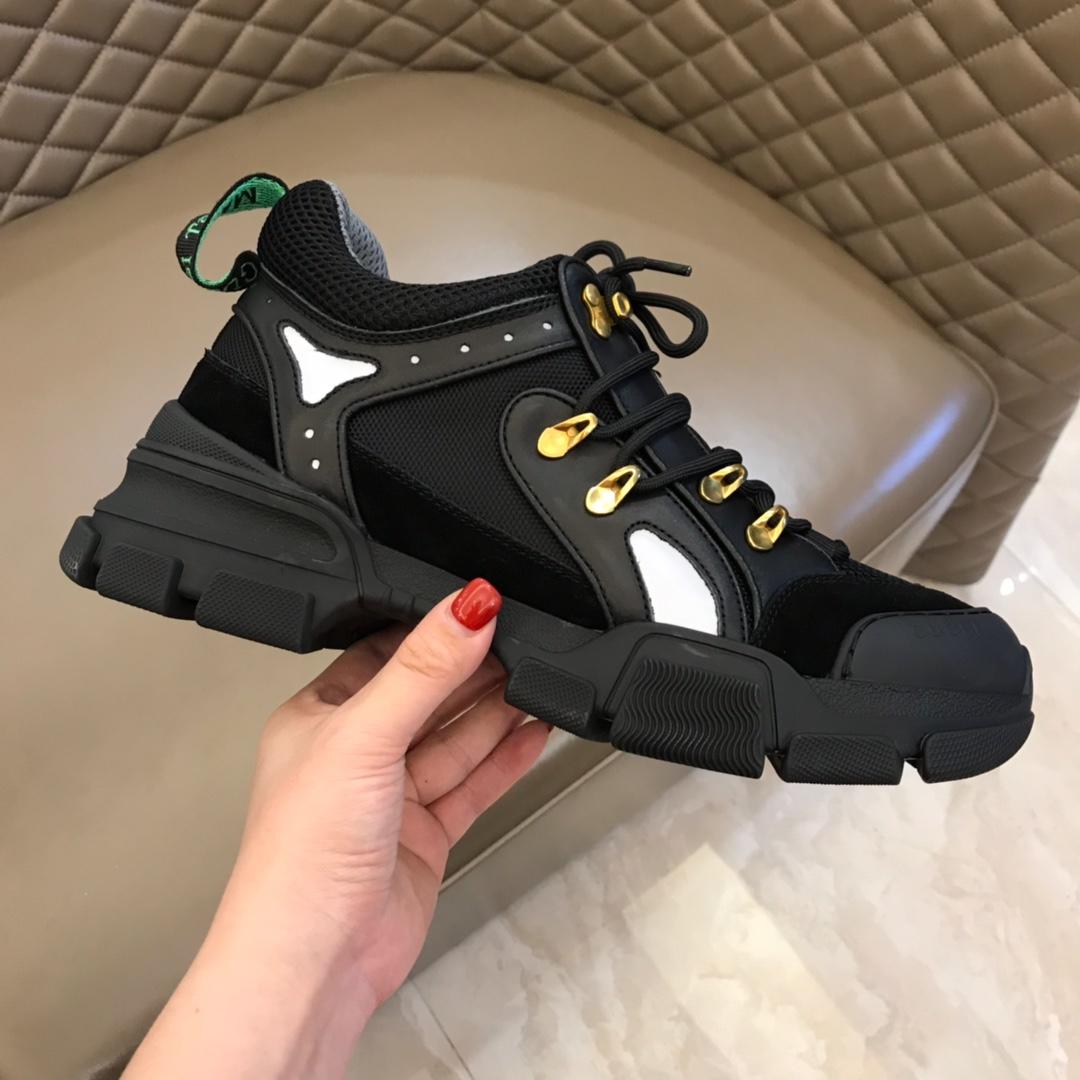 Gucci Perfect Quality Sneakers Black and white details with black sole MS02702