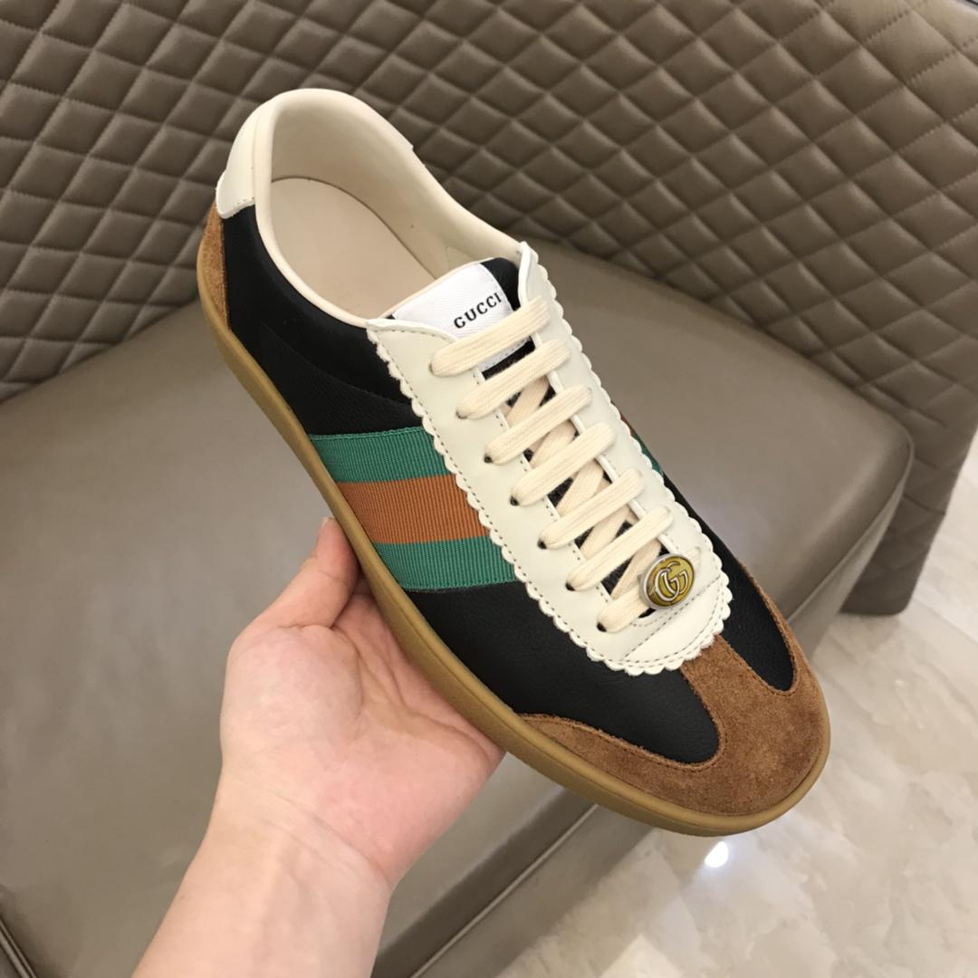 Gucci Perfect Quality Sneakers Black and brown suede with brown sole MS02717
