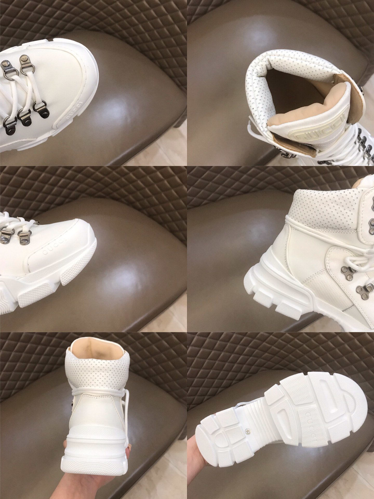 Gucci High-top High Quality Sneakers White and white rubber soles  MS021072