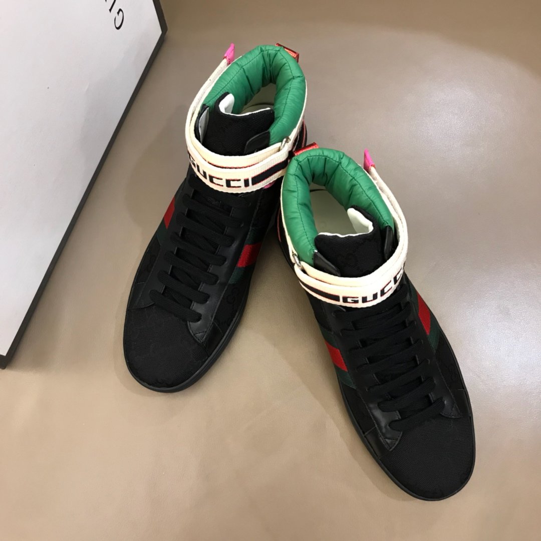 Gucci High-top High Quality Sneakers Black and GG printed canvas and black sole MS021166