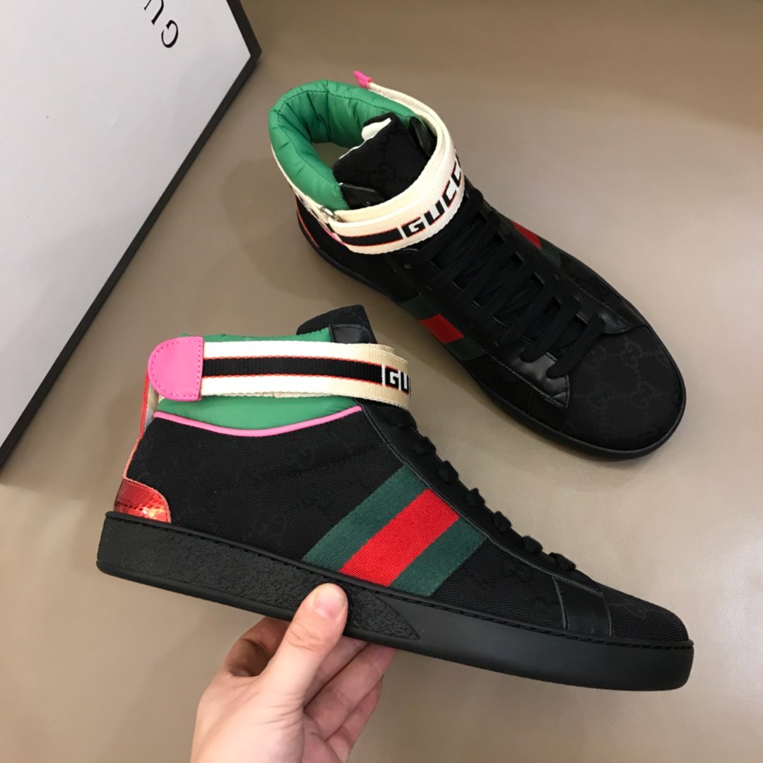 Gucci High-top High Quality Sneakers Black and GG printed canvas and black sole MS021166