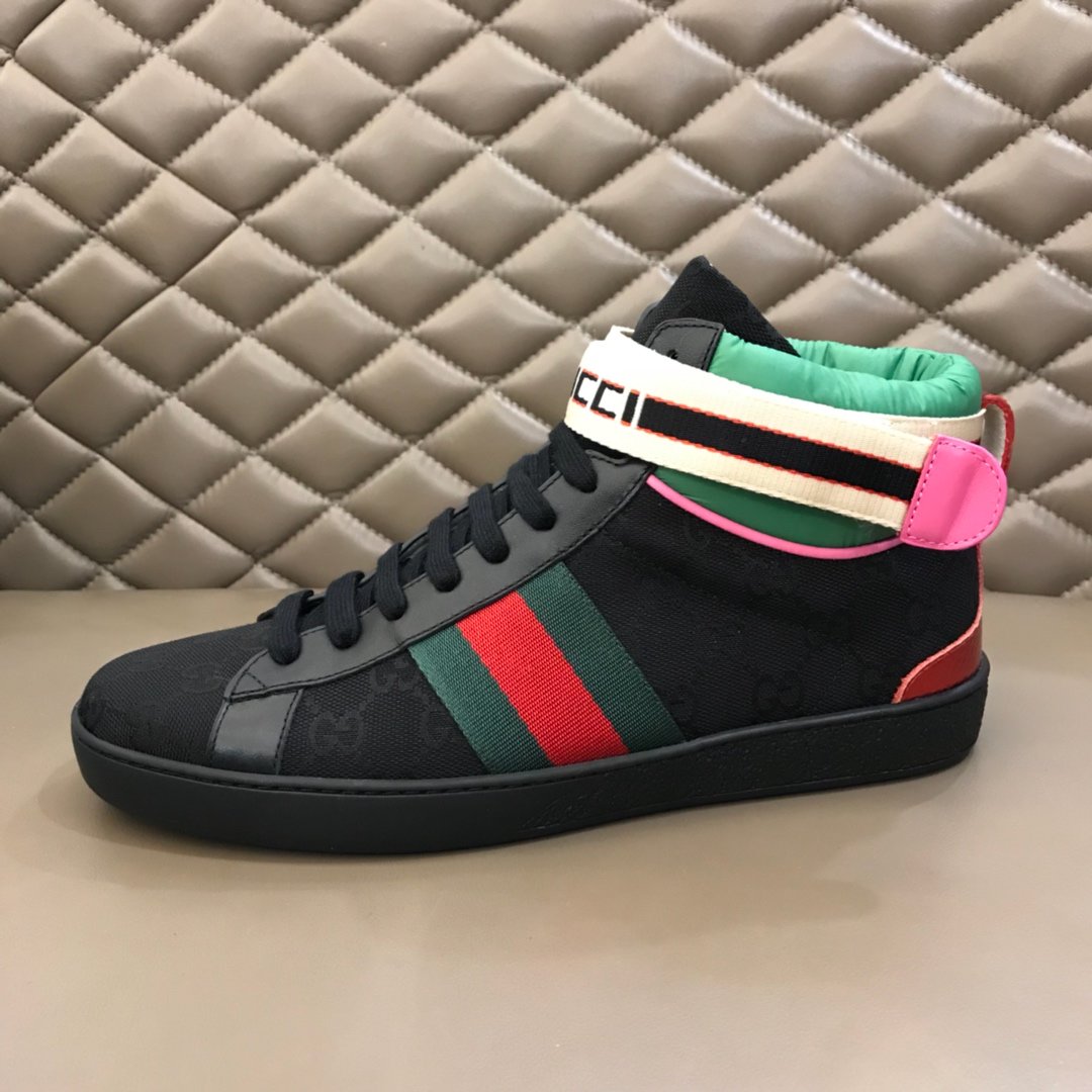 Gucci High-top High Quality Sneakers Black and GG printed canvas and black sole MS021166