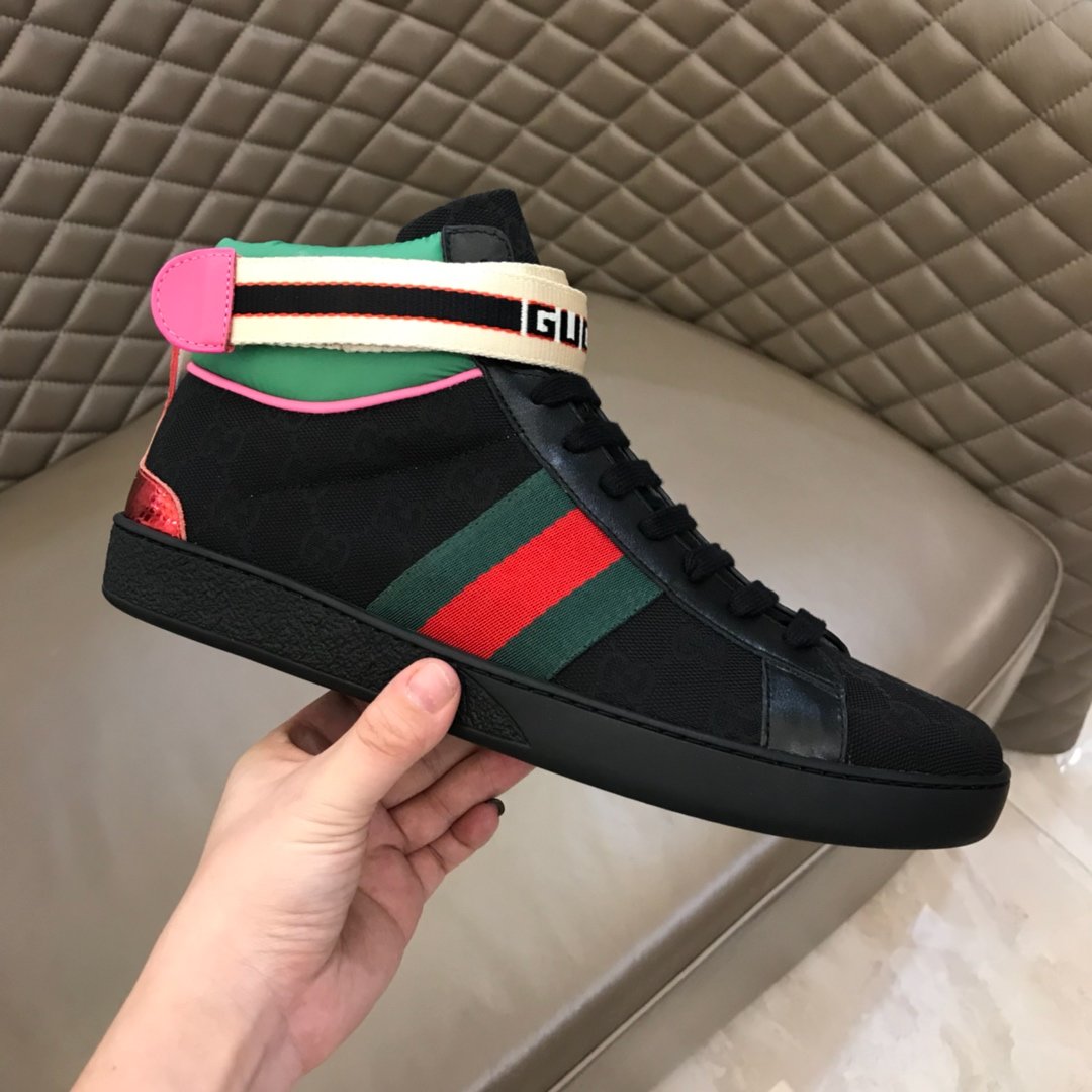 Gucci High-top High Quality Sneakers Black and GG printed canvas and black sole MS021166