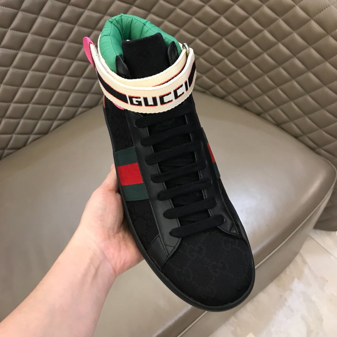 Gucci High-top High Quality Sneakers Black and GG printed canvas and black sole MS021166