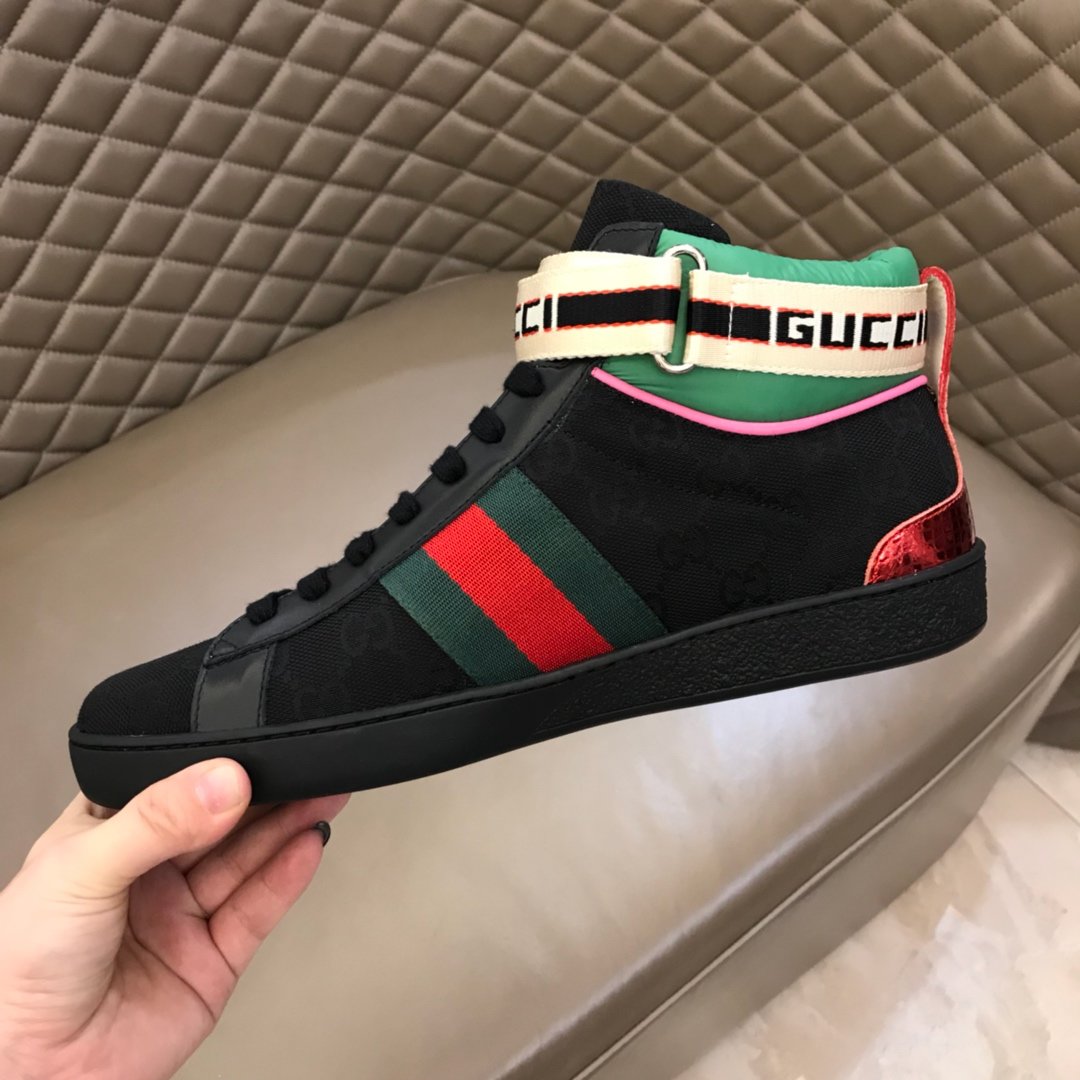 Gucci High-top High Quality Sneakers Black and GG printed canvas and black sole MS021166