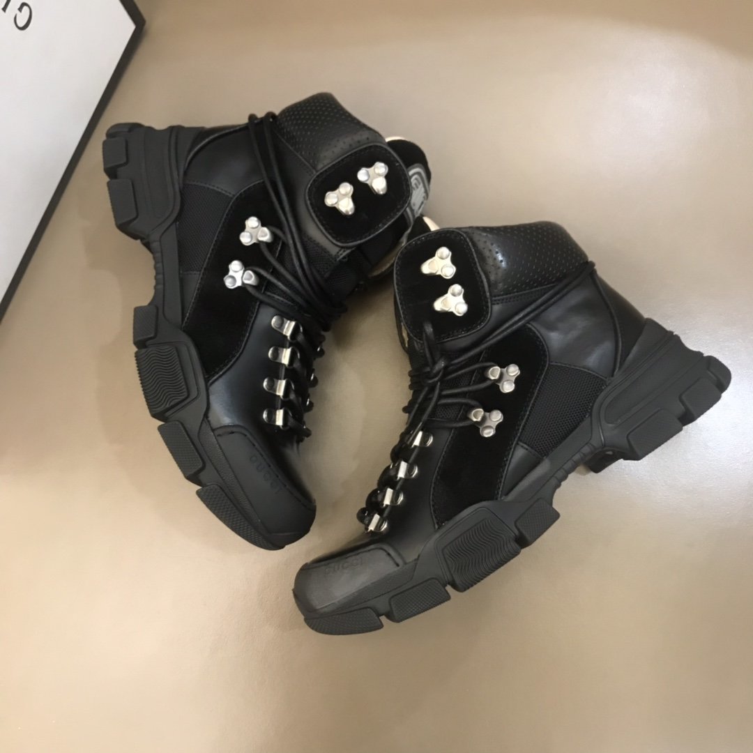 Gucci High-top High Quality Sneakers Black and black suede details and black rubber sole MS021075