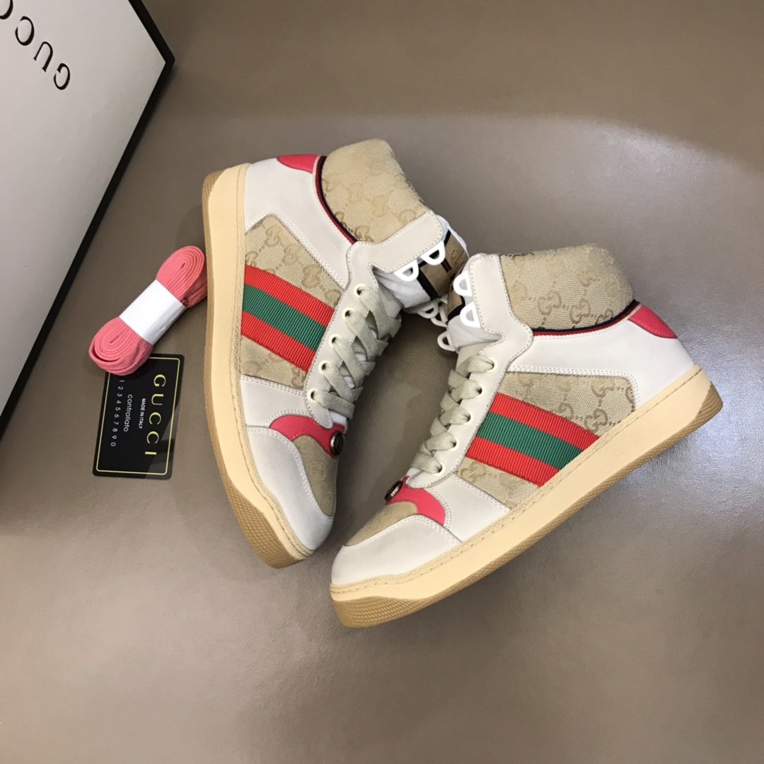 Gucci High-top High Quality Sneakers Beige and GG printed canvas and beige sole MS021155