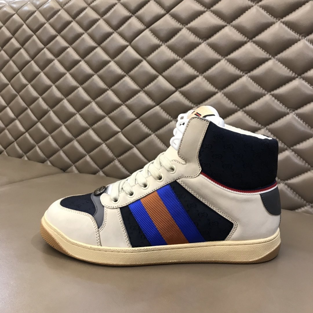 Gucci High-top High Quality Sneakers Beige and black details with beige sole MS021154