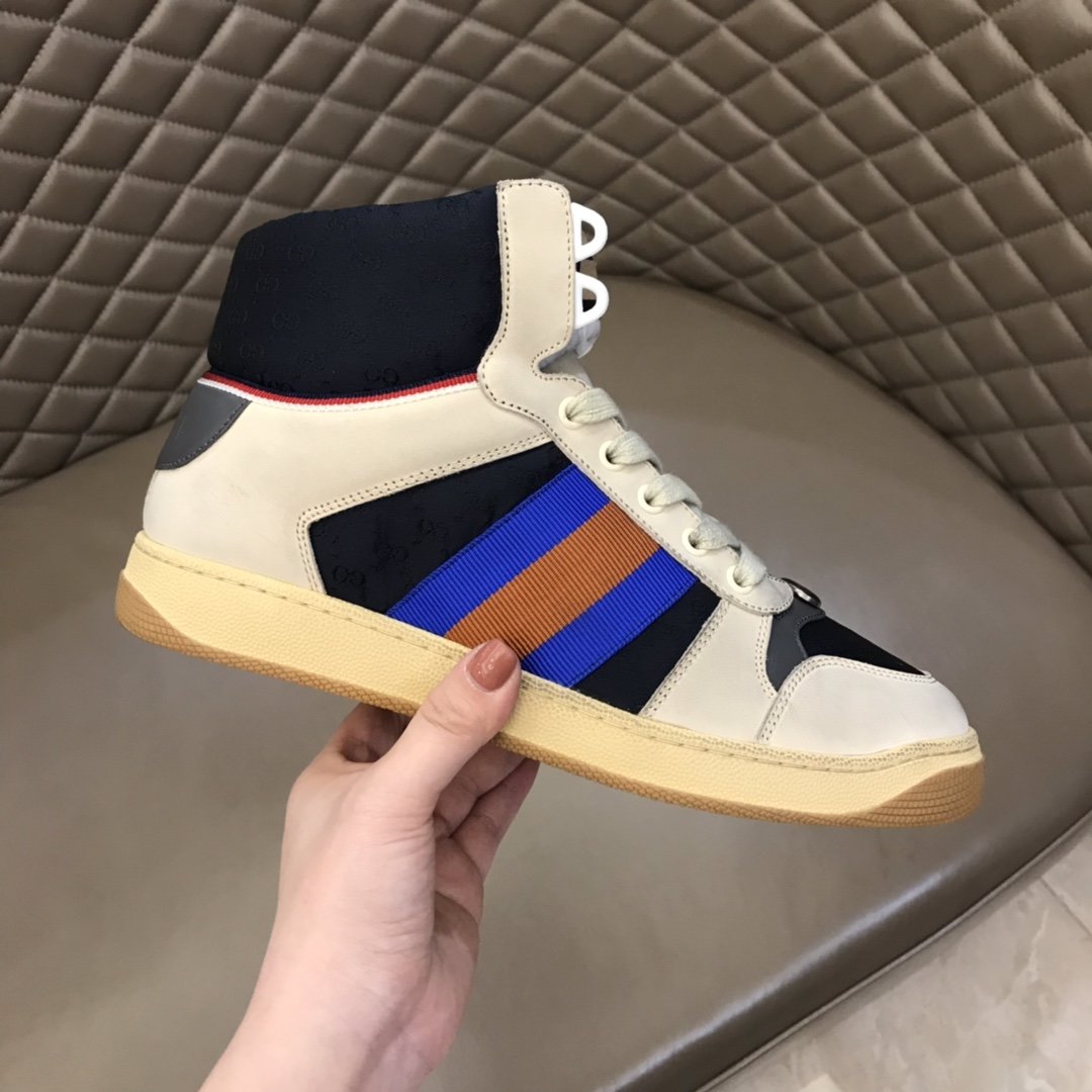 Gucci High-top High Quality Sneakers Beige and black details with beige sole MS021154