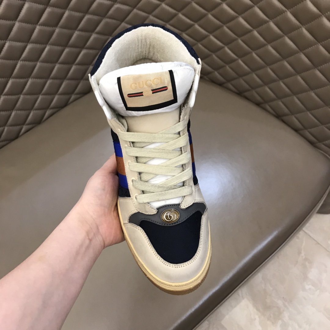 Gucci High-top High Quality Sneakers Beige and black details with beige sole MS021154