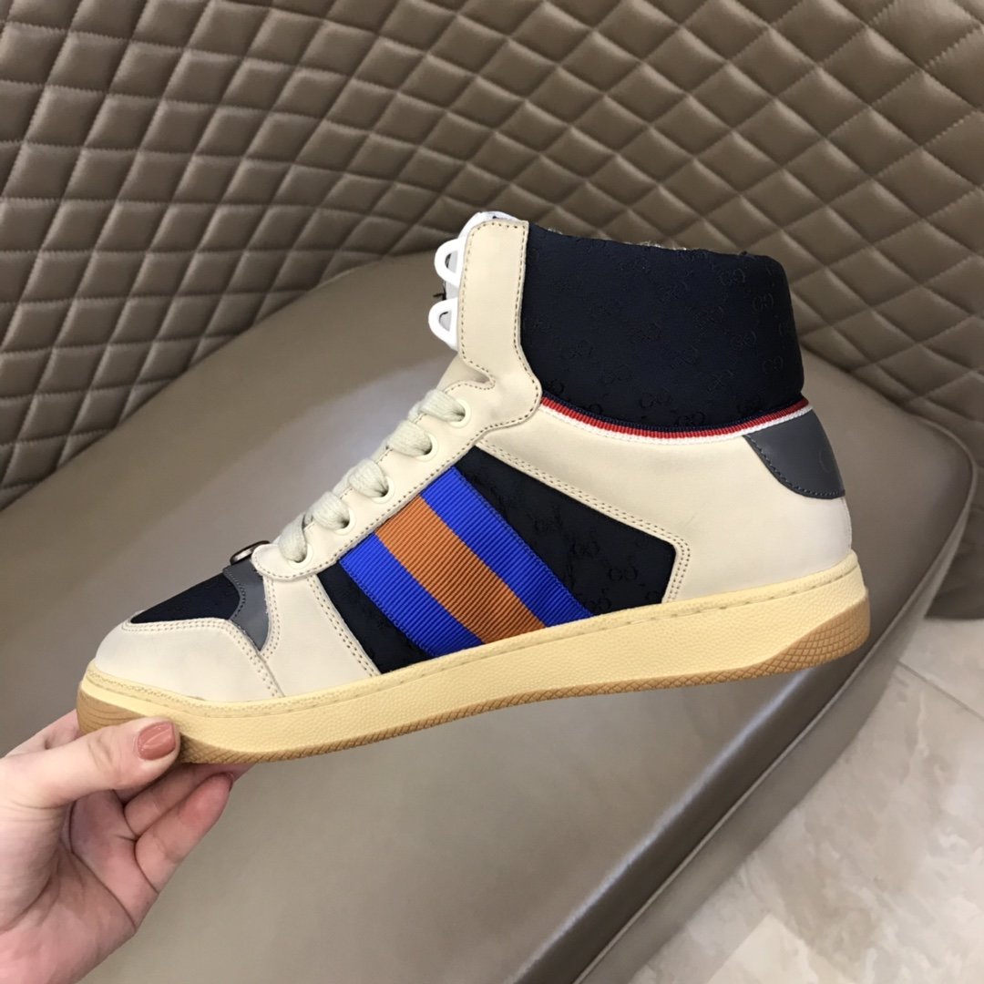 Gucci High-top High Quality Sneakers Beige and black details with beige sole MS021154