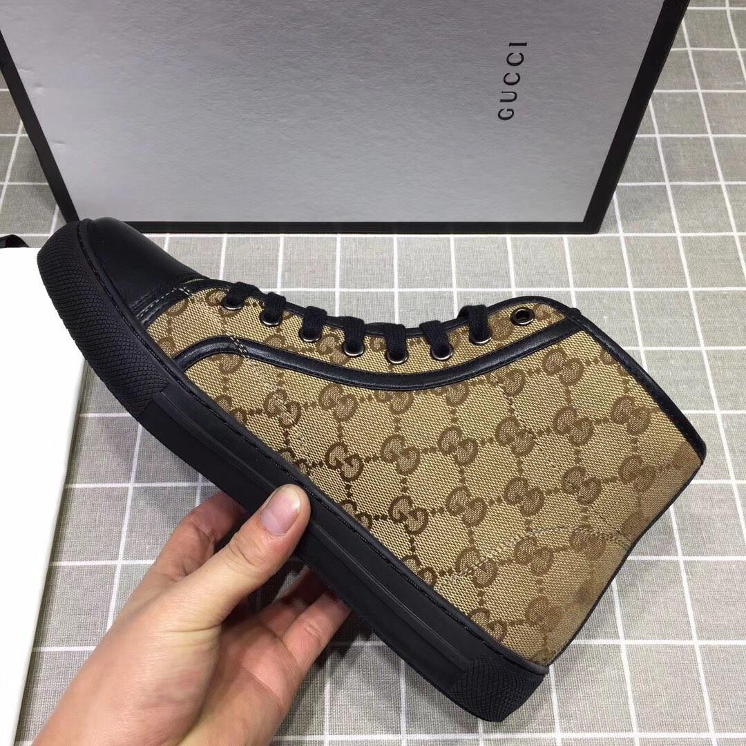 Gucci High-top Fashion Sneakers Tan and GG print with black sole MS07682