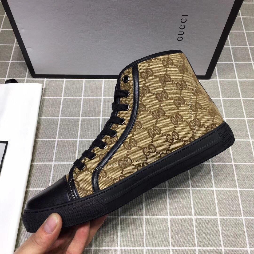 Gucci High-top Fashion Sneakers Tan and GG print with black sole MS07682