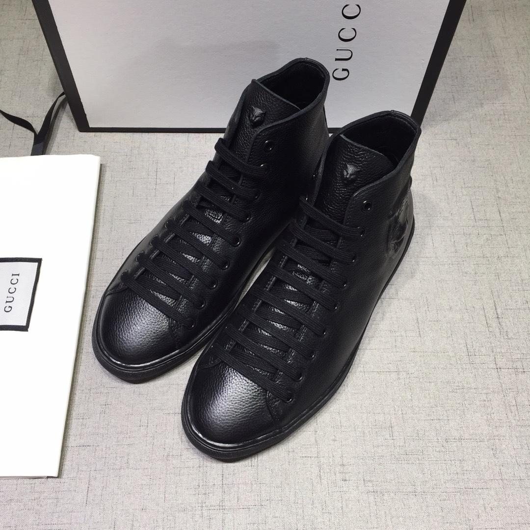 Gucci High-top Fashion Sneakers Black and tiger head engraved with black sole MS07686