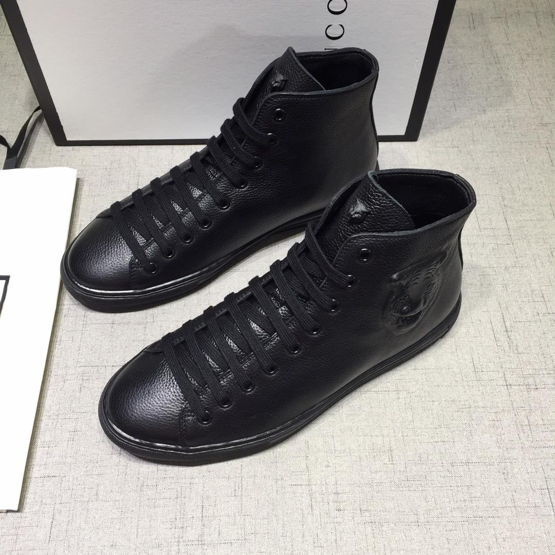 Gucci High-top Fashion Sneakers Black and tiger head engraved with black sole MS07686