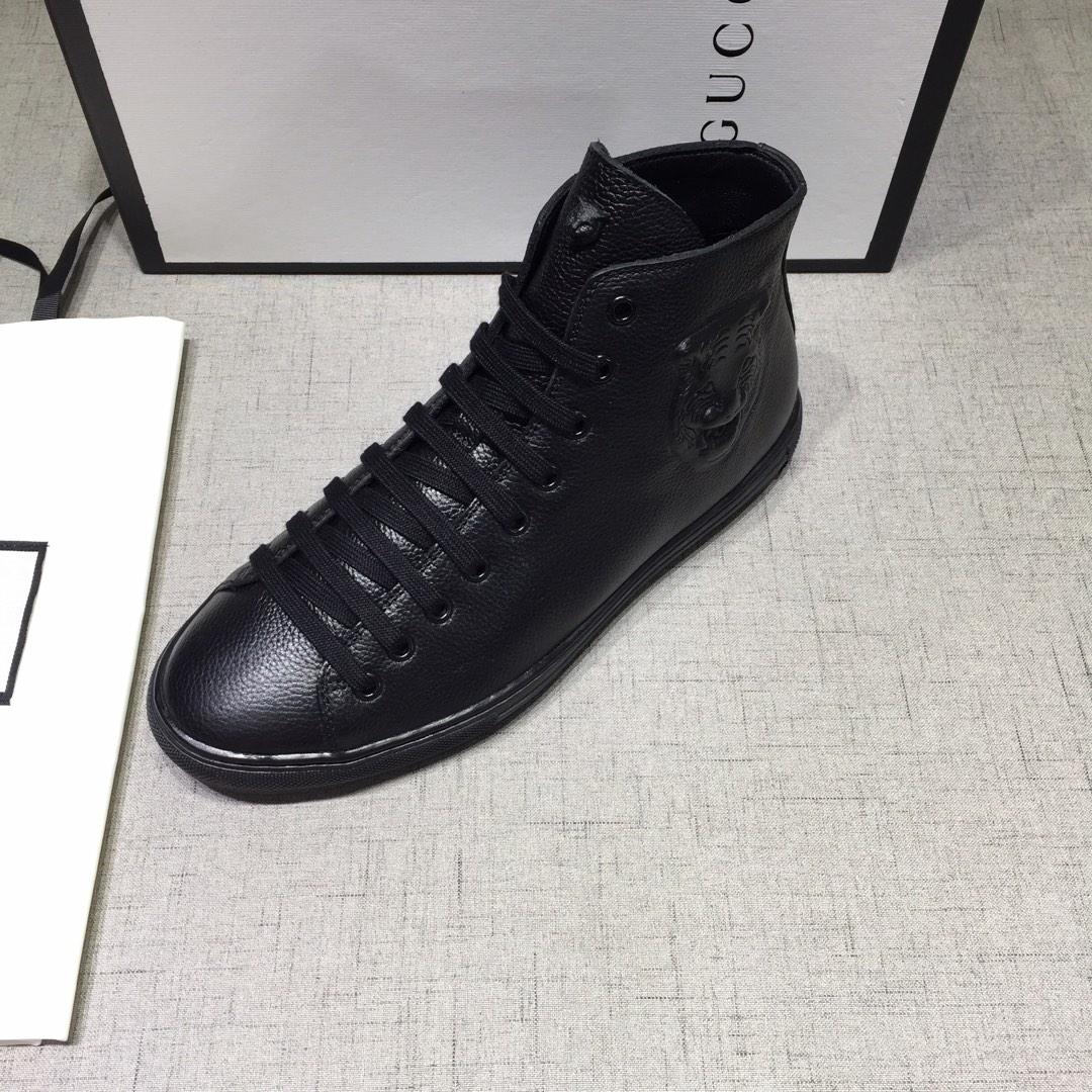 Gucci High-top Fashion Sneakers Black and tiger head engraved with black sole MS07686