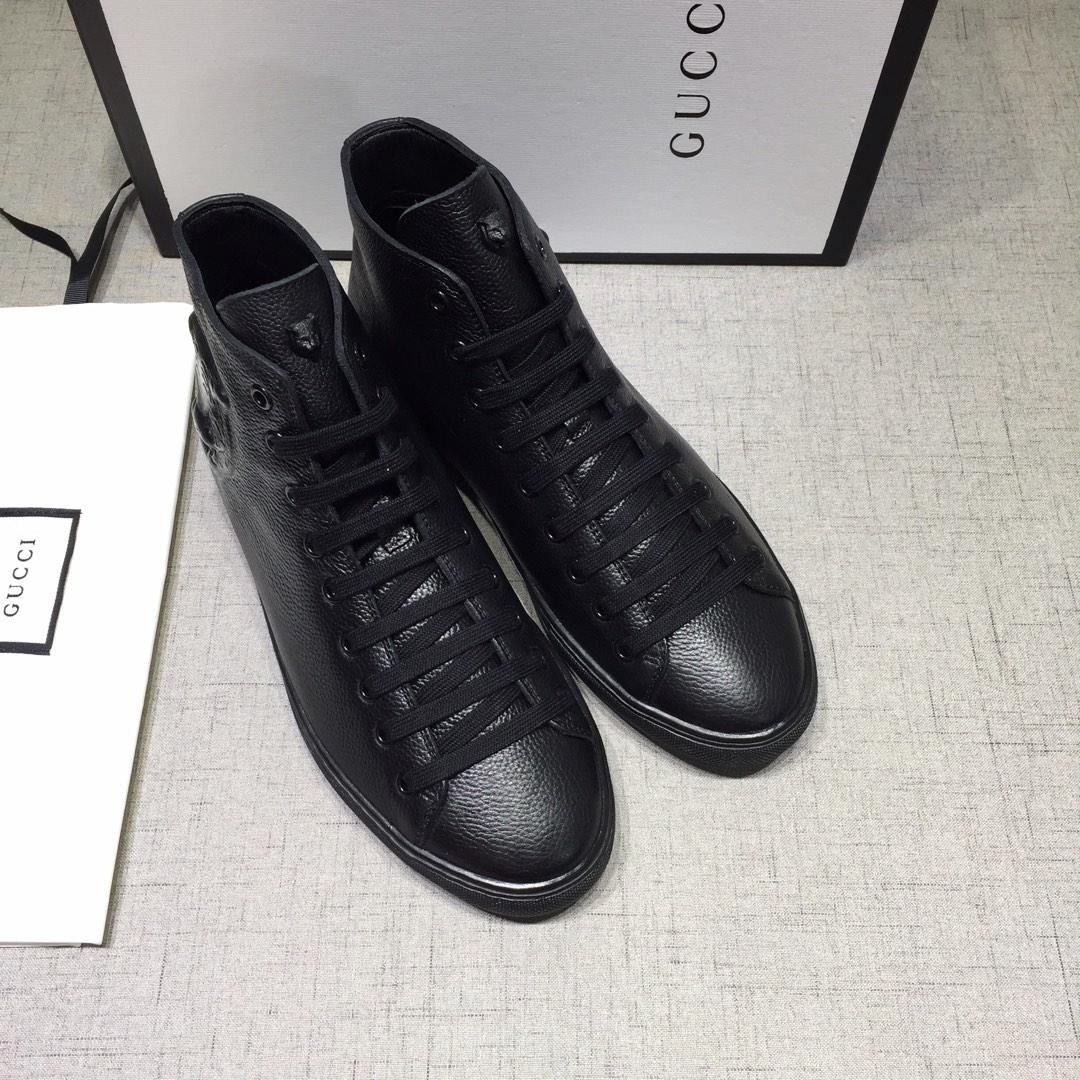 Gucci High-top Fashion Sneakers Black and tiger head engraved with black sole MS07686