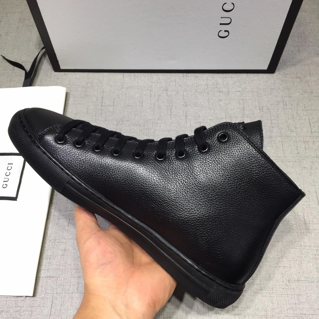 Gucci High-top Fashion Sneakers Black and tiger head engraved with black sole MS07686